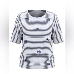 LULU-B WOMENS STRIPED BLOUSE BLUE WHITE SIZE 2X